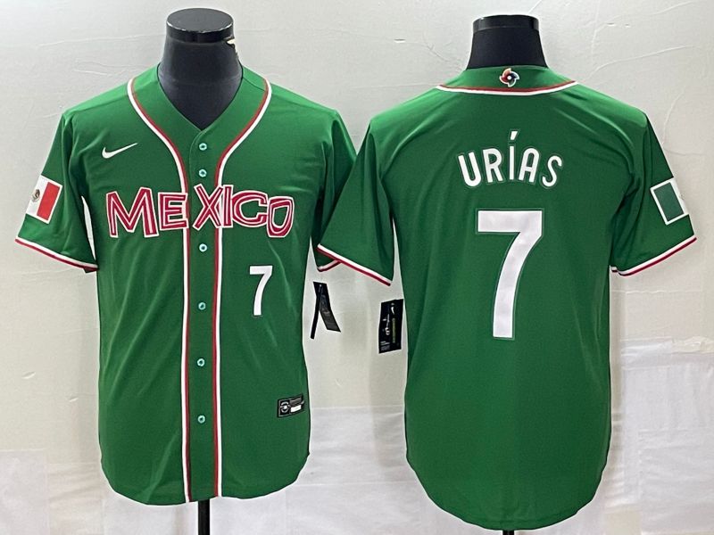 Men 2023 World Cub Mexico 7 Urias Green white Nike MLB Jersey9